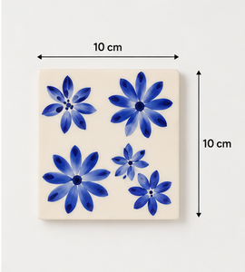 Ensemble de sous-verres en résine pure faits à la main de luxe avec support, sous-verres décoratifs bleus et blancs pour la protection de la table à café ou à thé - Product Image 2