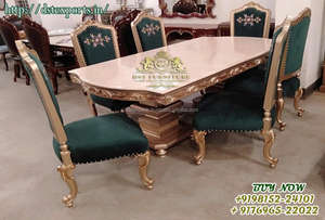 Ensemble de Table à manger de Style Vintage exclusif, meubles de salle à manger au fini noyer moderne, finition luxueuse et brillante - Product Image 4