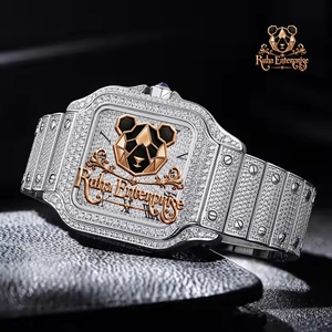 <b>Mens</b> Luxury Moissanite Diamond Stainless Steel <b>Watch</b> with Brilliant Stone Dial Elegant <b>Bracelet</b> Premium Fashion Wristwear - Product Image 6