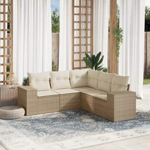 Conjunto de Sofás de Jardín en Color Beige Crema - Product Image 1