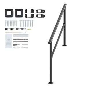 Corrimano in Acciaio al Carbonio per Gradini Esterni, Kit per Scale a 4-5 Gradini, Dispositivo di Assistenza per Facile Installazione - Product Image 1