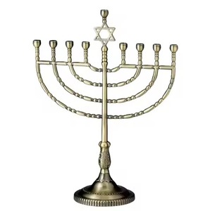 Stylish Metal Menorah Candle Stand Jewish <b>Hanukkah</b> Candelabra 9 Candle Holder <b>Decorative</b> Table Centerpiece Holiday Gift - Product Image 6