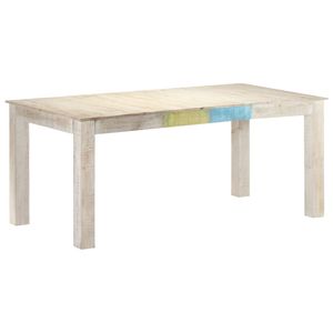 Mesa de Comedor Grande y Resistente de Madera de Mango Maciza en Color Blanco Lavado, Elegante y con Estilo - Product Image 1