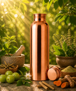 Botella Deportiva de Metal de 1000 ml, 100 % Nueva, Diseño 99.05 % Cobre Puro, Color y Logotipo Personalizables, Ecológica, Tapa Anticorrosión, Promocional - Product Image 1