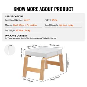 Silla de Inversión para Yoga con Marco de Madera y Almohadilla de PU, Capacidad de 300 Libras, Soporte para Gimnasio Familiar, Accesorios de Yoga, Herramientas de Apoyo - Product Image 6