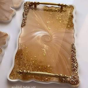 Best Selling Modern Handmade Resin Tray Home Decor Organizer for Vanity <b>Desk</b> Tabletop Available at Excellent Price - Product Image 4