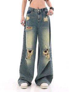 Jean large déchiré pour homme, taille haute, coupe ample, grande taille, style streetwear décontracté - Product Image 3