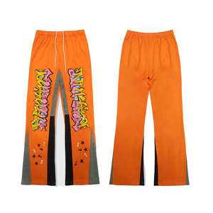 Pantalones de chándal personalizados de estilo urbano para hombre, de felpa francesa lavada, de corte holgado, con pierna ancha, recta y acampanada, lisos - Product Image 3