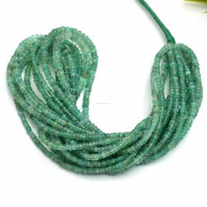Perles en forme de rondelle lisse émeraude brésilienne naturelle de haute qualité 3 MM à 5 MM brin de pierres précieuses de 16 pouces utilisé dans la fabrication de bijoux - Product Image 1