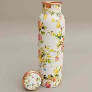 Base blanche avec motif imprimé jaune sur bouteille d'eau en cuivre, impression unique, acheter directement auprès du fournisseur au prix le plus bas - Product Image 5