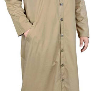 Al por mayor: Túnicas largas islámicas de poliéster y algodón brillante de color liso, estilo Kaftan tradicional de Dubái, Thobes transpirables. - Product Image 4