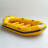 Perahu Ponton Olahraga Tiup Listrik PVC Kuning Kecil 13x0.9m 2 Orang Tahan Lama Ramah Lingkungan Ringan Lipat Stabil