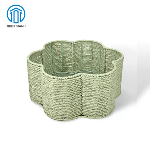 Panier de rangement en papier fait main en forme de fleur, organisateur décoratif tressé, décoration pour chambre d'enfant et maison, vente en gros - Product Image 2