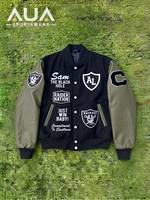 Veste bomber personnalisée pour homme, streetwear, en similicuir PU noir, avec broderie toile d'araignée au dos, fermeture éclair cloutée, doublure rouge matelassée