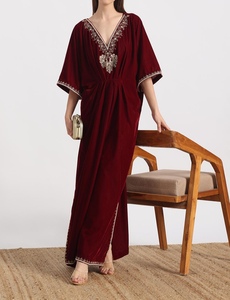 2026 Trendy Modest Dubai <b>Kaftan</b> for Women Floor Length Polyester Handmade Embroidery Traditional Islamic Clothing - Product Image 4