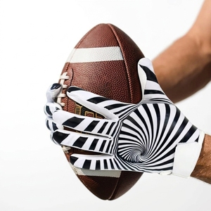 Gants de football américain personnalisés OEM pour receveur, à doigts complets, en cuir synthétique respirant, avec fermeture auto-agrippante et grip adhérent, unisexe - Product Image 4
