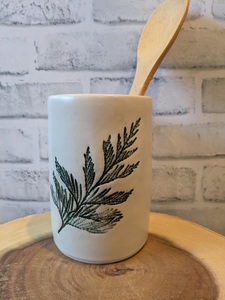 Portautensilios de Cerámica Artesanal con Estampado de Lavanda, Acabado Brillante, Resistente, para Almacenamiento en la Cocina, Decorativo - Product Image 4