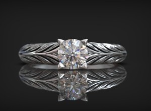 Anillo Solitario de Plata de Ley 925 de Lujo con Circonita Cúbica Redonda en el Centro y Banda Trenzada, Joyería de Compromiso para Mujer - Product Image 3