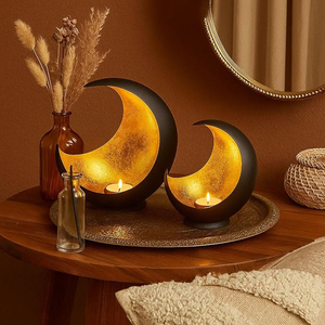 Modern Decorative <b>Candle</b> Holders Tea Light Holders Moon <b>Large</b> Gold Autumn Decorative Black Outdoor Tea Light Holder - Product Image 3