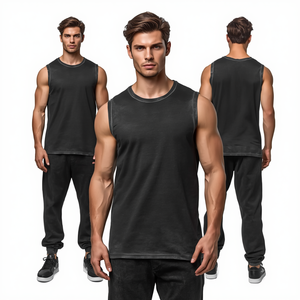 Men's Casual Heavyweight <b>Vintage</b> Washed Oversized Breathable <b>Tank</b> <b>Top</b> Premium 280 GSM Cotton Gym Shirt OEM ODM Manufacture - Product Image 1