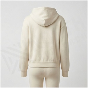 Conjunto de Sudadera con Capucha para Mujer, 100% Algodón, Peso Medio, Color Sólido, Manga Larga, Cierre Frontal con Cremallera, Estilo Minimalista, Ropa de Otoño - Product Image 2
