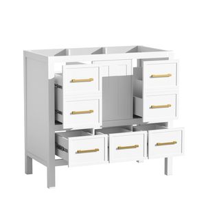 Mobile bagno da 36 pollici con telaio in legno massello, 5 cassetti, autoportante, senza lavabo, chiusura ammortizzata - Product Image 3