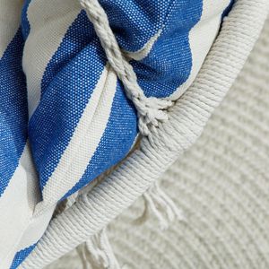 Blue White Stripe Macrame <b>Swing</b> Chair Indoor <b>Bedroom</b> Hammock - Product Image 5