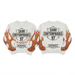 Sweat-shirt à capuche pour homme en molleton de coton et polyester 320 GSM de qualité supérieure, imprimé par sublimation flamme blanche, logo personnalisé, style oversize - Product Image 1