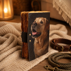 <b>Custom</b> <b>Pet</b> <b>Portrait</b> Leather Journal Personalized <b>Pet</b> Lover Gift UV Printed Handmade Journal Deckle Edge Paper Notebook - Product Image 6
