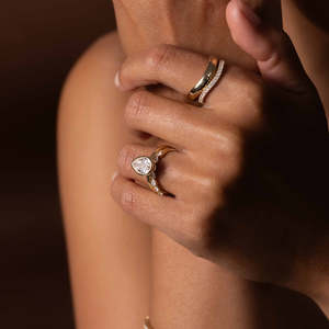 IGI Certified Bezel <b>Set</b> Pear Cut Lab Grown Diamond 14K <b>Gold</b> VVS2 Clarity Luxury Engagement Wedding <b>Ring</b> Unisex Multi-Color - Product Image 3