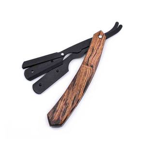 Rasoir droit à lame unique de haute qualité, manche en bois, best-seller, lame en acier inoxydable remplaçable, rasoir de barbier, rasoir pour le visage et le corps. - Product Image 2
