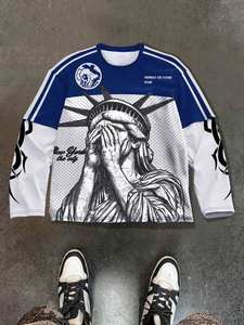 Cublimation Mesh Long Sleeve Jersey Streetwear Graphic Oversized Unisex Sports Shirt Wholesale - Product Image 5