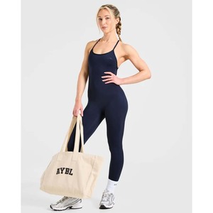 Backless High Waist Seamless Yoga <b>Bodysuit</b> Black Spandex <b>Nylon</b> Four-Way Stretch Full Length Racerback Sleeveless - Product Image 4