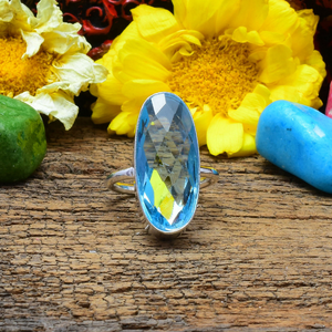 Swiss Blue Topaz Gemstone <b>Ring</b> 925 Silver Sky Blue <b>Ring</b> Handmade Elegant Jewelry December Birthstone <b>Ring</b> Dainty <b>Statement</b> <b>Ring</b> - Product Image 2