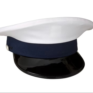 Premium Untrimmed Dress Cap White Crown with Plain Visor, Braided Strap Fittings and High Quality Structured Design - Product Image 1