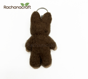 Handmade Brown Bear Felt Keychain Eco-Friendly Needle Felted Animal Bag Charm 100% <b>Wool</b> Miniature Character Keyring Accessory - Product Image 2