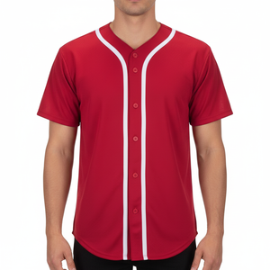 Maillot de sport d'été personnalisé pour homme, manches courtes, style baseball, boutons sur le devant, polyester, anti-bactérien - Product Image 1
