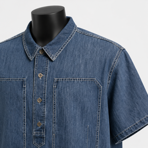 Camisa de Trabajo para Hombre al por Mayor, Camisa Casual de Mezclilla con Múltiples Bolsillos, 100% Algodón Orgánico, Proveedor Ecológico - Product Image 6