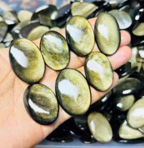 Cabujón de Obsidiana Dorada Natural de Grado AAA, Piedra Preciosa Suelta Mixta Hecha a Mano para Joyería, ASHU GEMS - Product Image 2