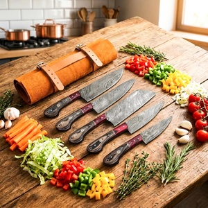 Luxury Handmade Five-piece Ambidextrous High Quality Damascus Chef <b>Knife</b> Set Cooking <b>Knives</b> for Restaurants Hotels Custom - Product Image 1