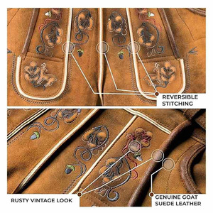 Wholesale <b>Men</b> Genuine Leather Lederhosen Tan Brown Bavarian Oktoberfest Embroidered German Leather <b>Shorts</b> Custom OEM - Product Image 3
