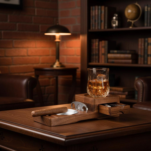 Cenicero de madera rústica para cigarrillos, construcción gruesa y resistente - Product Image 3