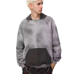 Sweat à capuche oversize pour homme, color block, effet délavé, manches raglan, style vintage streetwear - Product Image 5