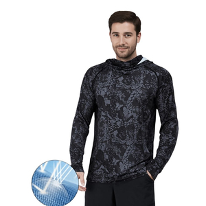 Men's Camouflage Long Sleeve <b>Hooded</b> Fishing <b>Shirt</b> With Face Mask UPF 50 Anti-UV Pullover Top - Product Image 2