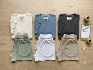 Bulk custom manufacturing service: Beige ribbed short set – Unisex casual wear for adults. - Product Image 2