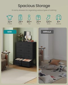 ตู้ลิ้นชักผ้าสีดำสุดหรู 8 ช่อง สำหรับเฟอร์นิเจอร์ห้องนอน - Product Image 5
