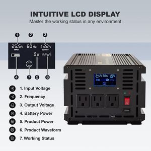 3000W modificato onda sinusoidale Inverter Display LCD telecomando indicatore LED DC 24V AC 120V convertitore per camion da viaggio - Product Image 3