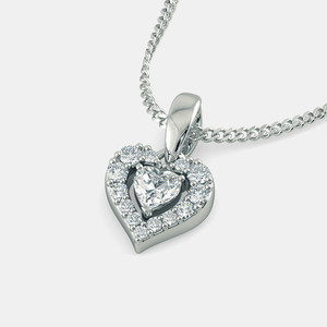 Collar con Colgante de Diamante Cultivado en Laboratorio con Halo de Corazón en Oro Blanco - Product Image 6