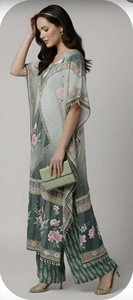 Robe longue kaftan pour femme en soie polyéthylène à plumes, coupe ample et confortable, tenue élégante pour l'été, l'hiver, l'automne et le printemps - Product Image 4