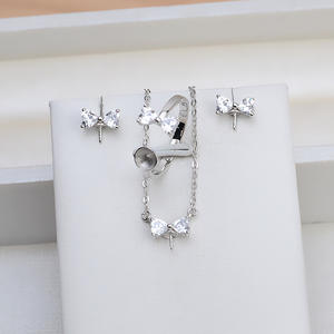 S925 Silver Female Pendant Head Ring <b>Set</b> with Butterfly Knot <b>Pearl</b> DIY <b>Jewelry</b> Accessories Empty Tray 1352 Personalized Ear Nail - Product Image 2